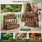 Outdoor 2-Tier Rustic Wood Wagon Planter with Semi-Wheels and Drainage